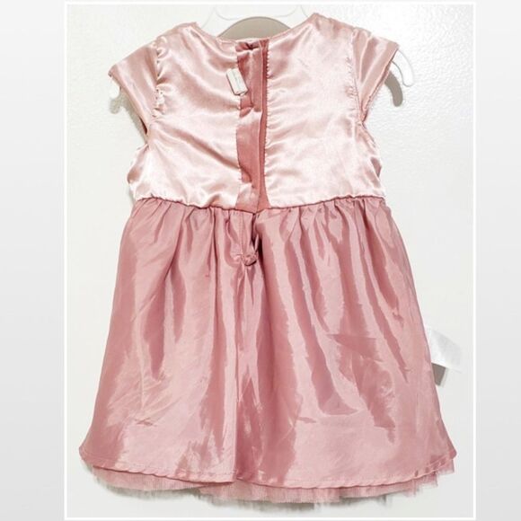 H&M Dress Kid 12-18M Pink Velvet Pleated Bow Tulle - Picture 12 of 16
